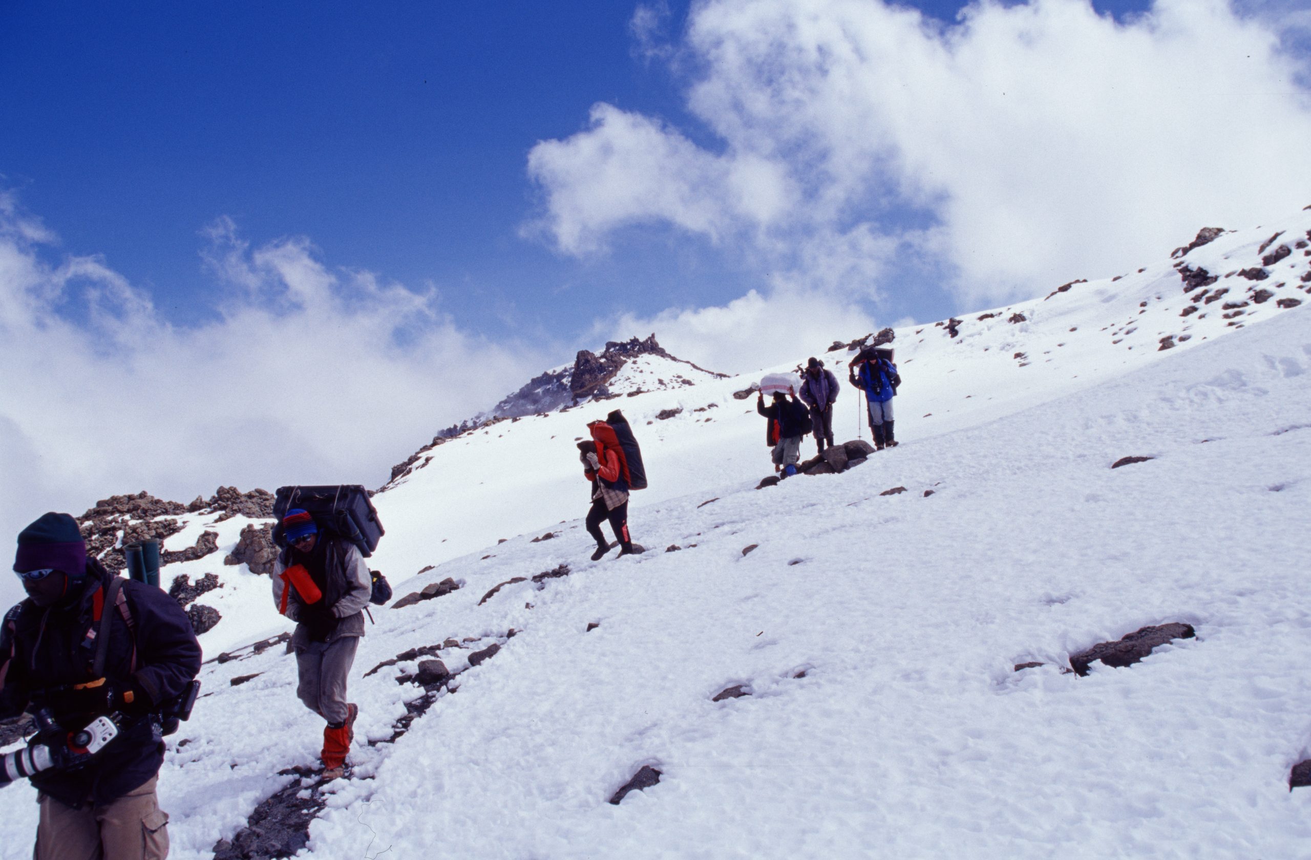 Hikers on the slopes of Kilimanjaro